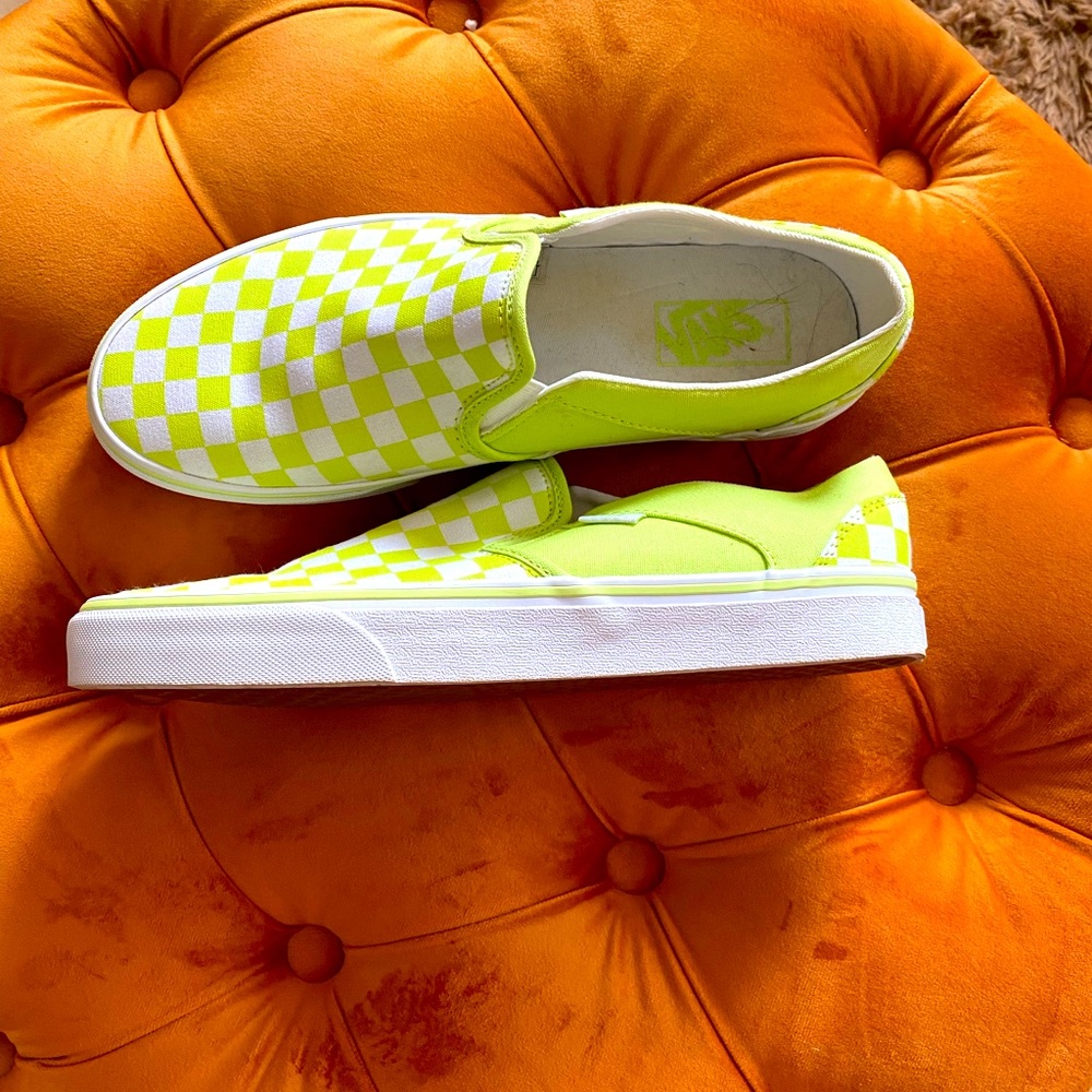 Woman’s Vans Slip on lime green